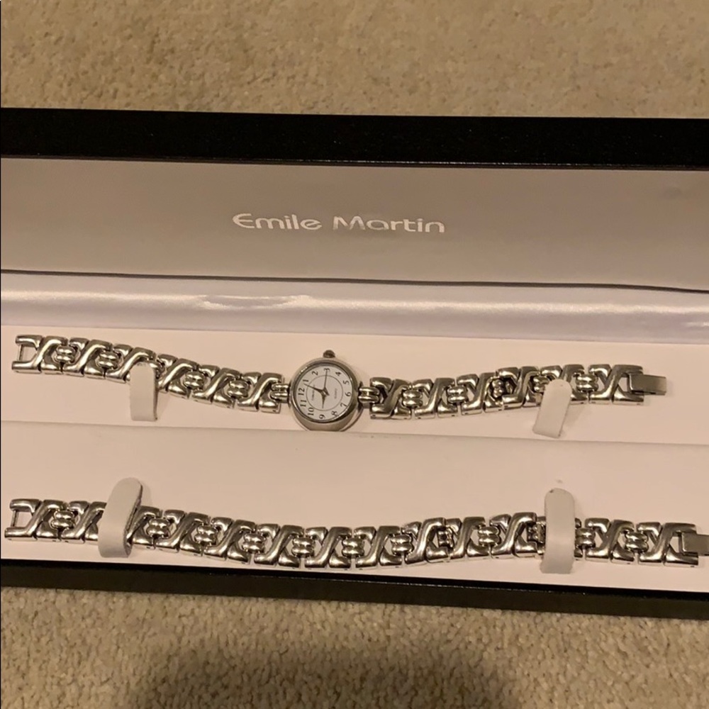 New Emile Martin steel watch and bracelet set